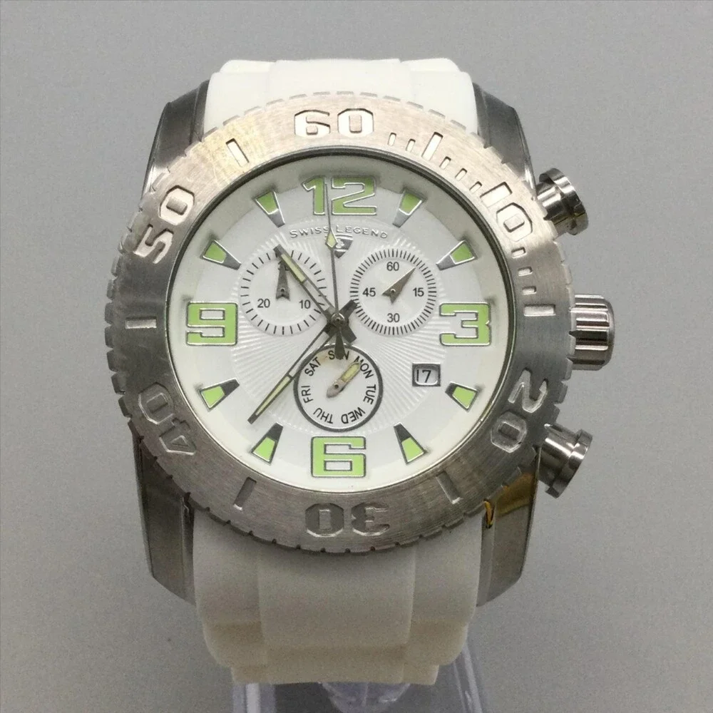 Swiss Legend Commander Mens Watch 46mm White Chronograph NOT RUNNING FOR PARTS